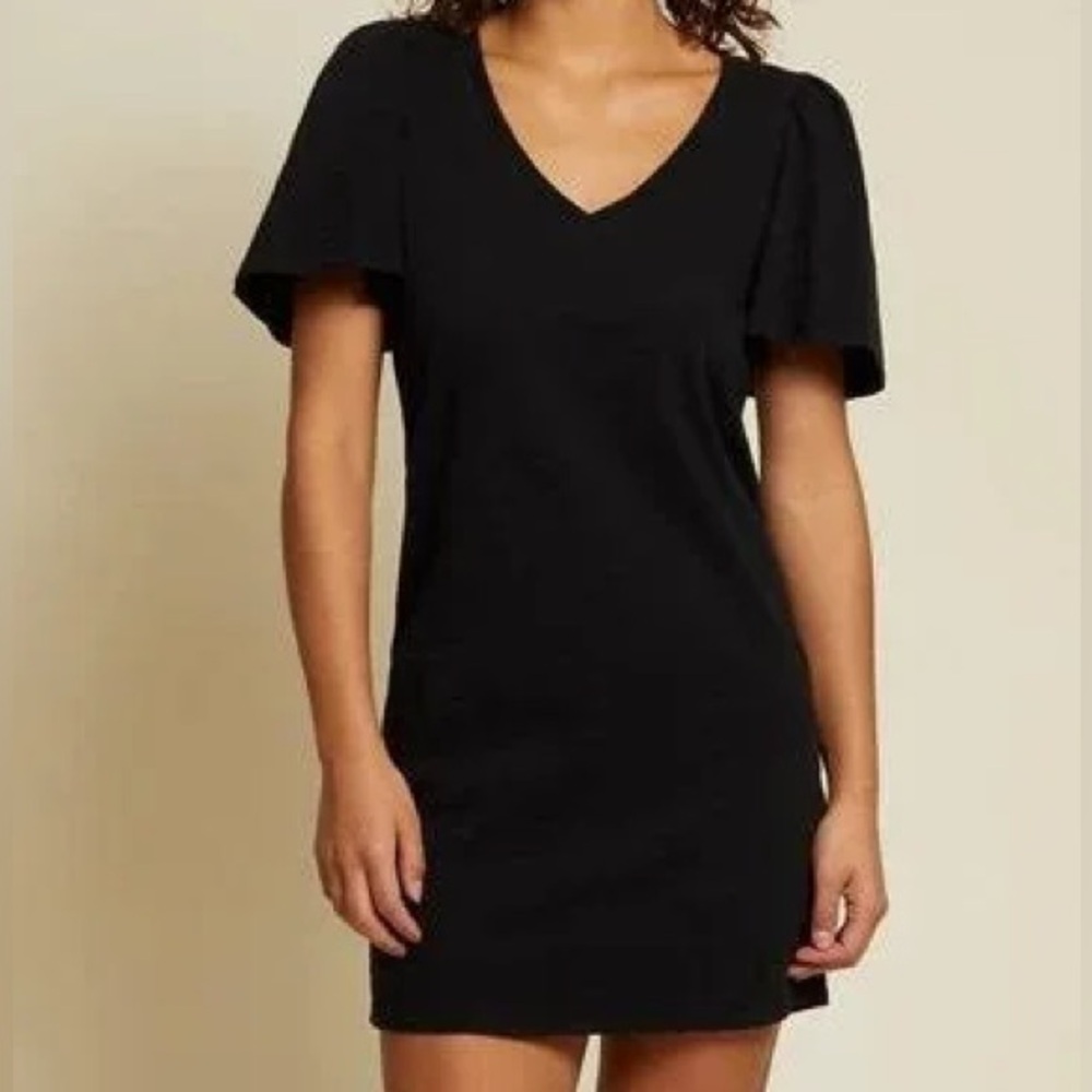 Nation LTD Mallory Black Dress with Flutter Sleeves Small - Picture 2 of 6